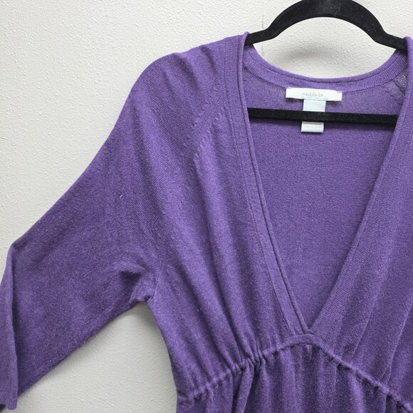 Nurture Sweater Dress Womens XL Purple Knit V Neck Empire Waist 3/4 Sleeve - Picture 2 of 10